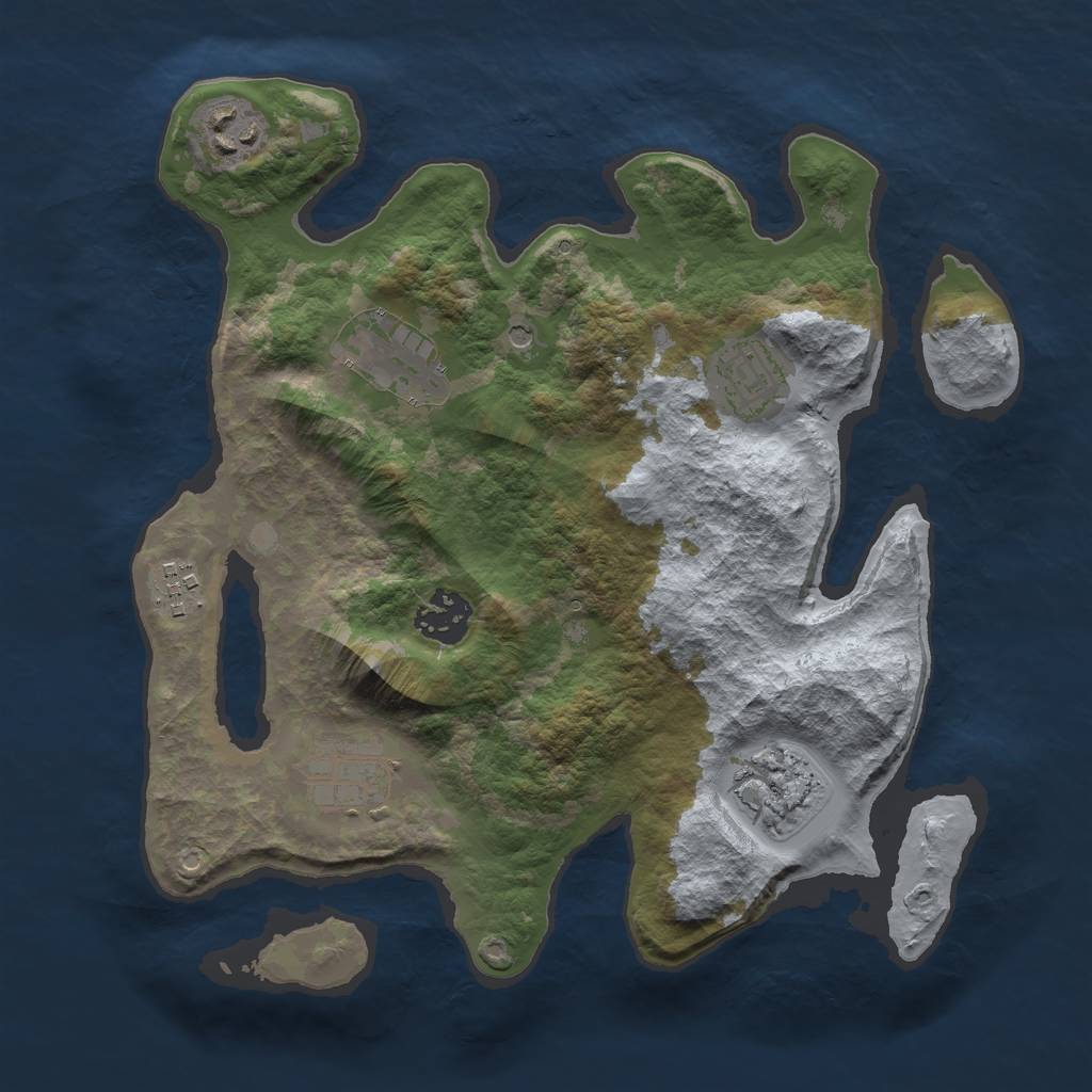 Rust Map: Barren, Size: 3000, Seed: 1481048088, 10 Monuments