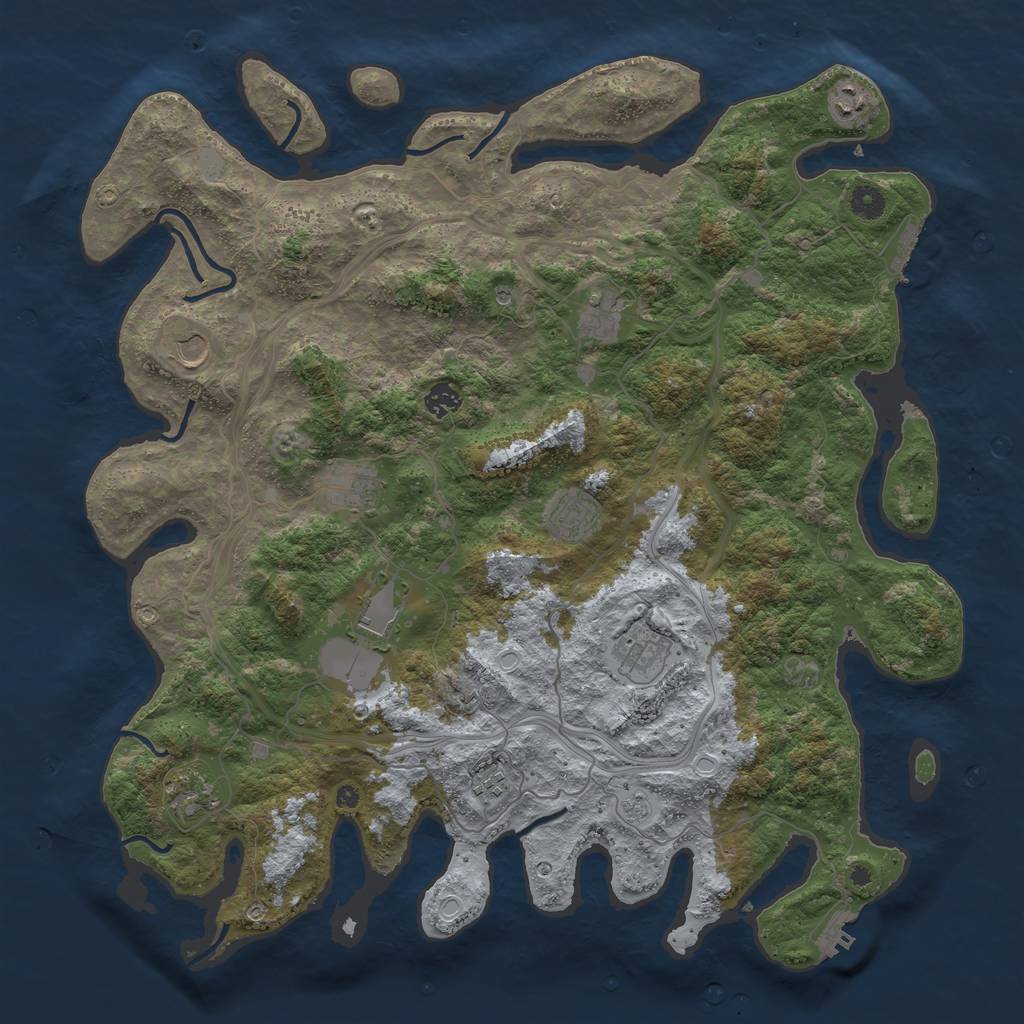 Rust Map: Procedural Map, Size: 4500, Seed: 43534543, 19 Monuments
