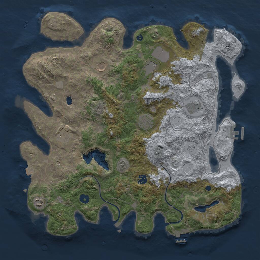 Rust Map: Procedural Map, Size: 4000, Seed: 990219, 14 Monuments