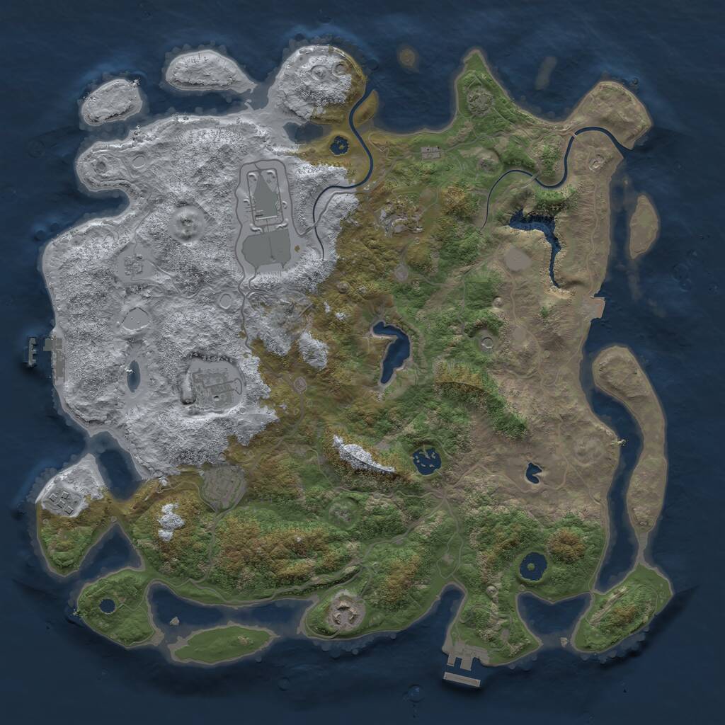Rust Map: Procedural Map, Size: 4000, Seed: 1264890237, 13 Monuments