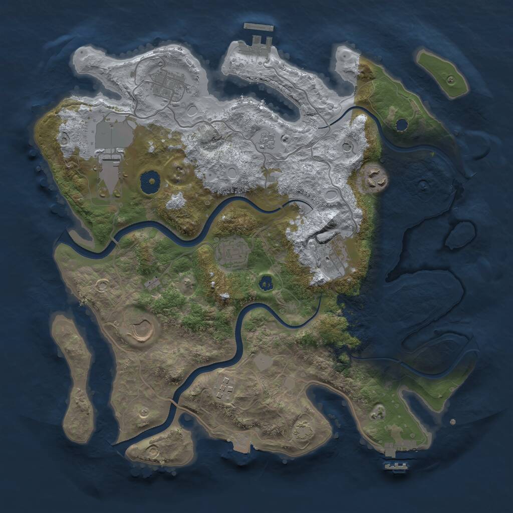 Rust Map: Procedural Map, Size: 3500, Seed: 1348267902, 13 Monuments