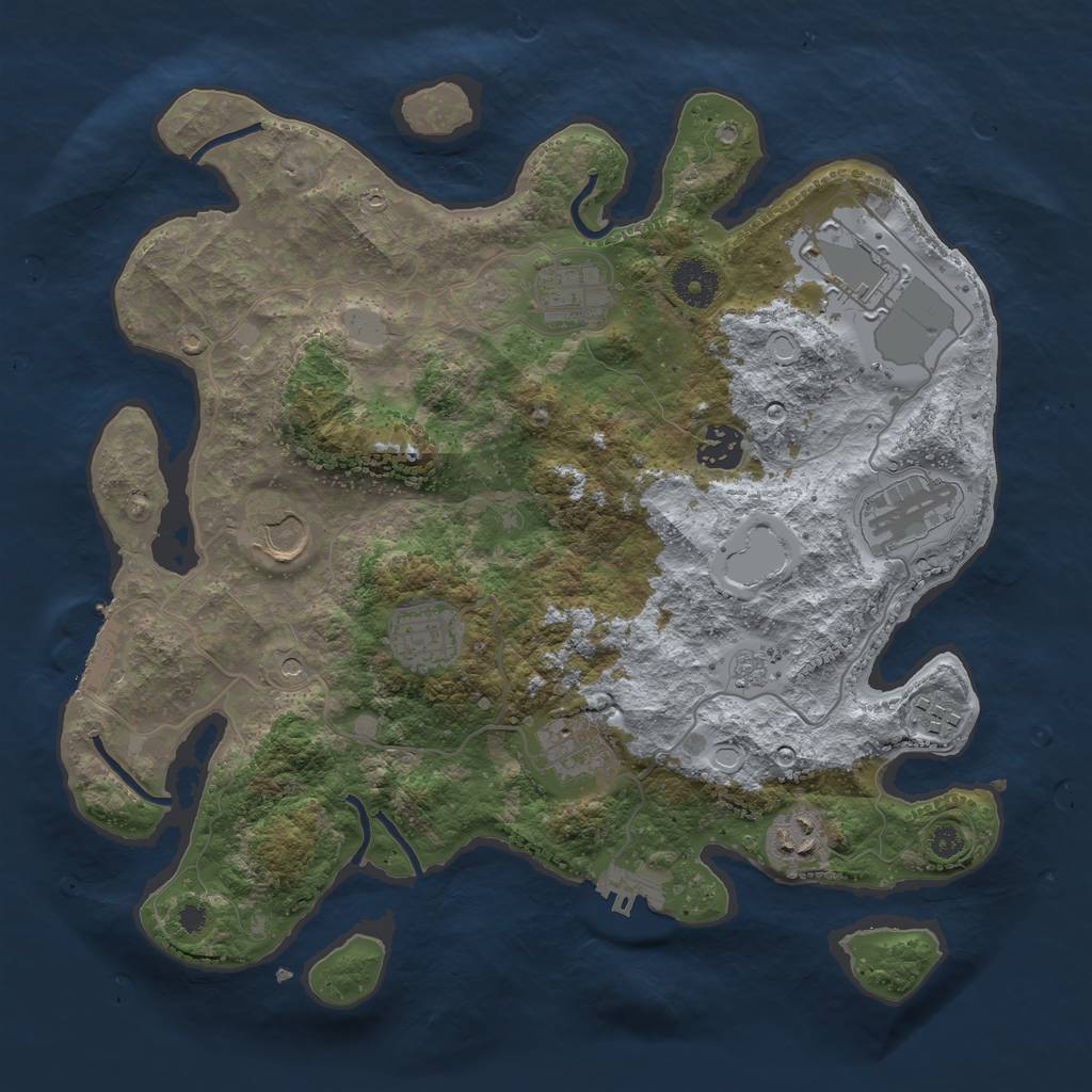 Rust Map: Procedural Map, Size: 3500, Seed: 1359222376, 18 Monuments