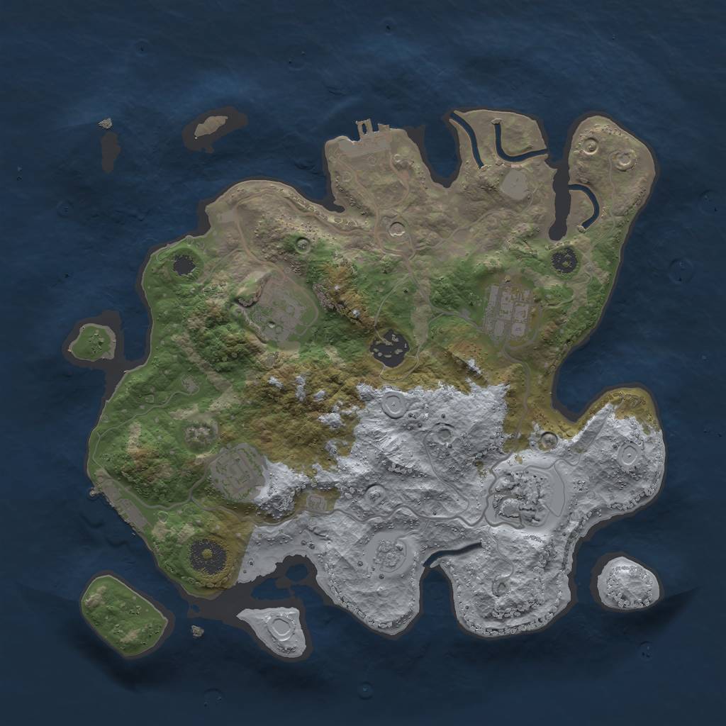 Rust Map: Procedural Map, Size: 3000, Seed: 54701670, 14 Monuments