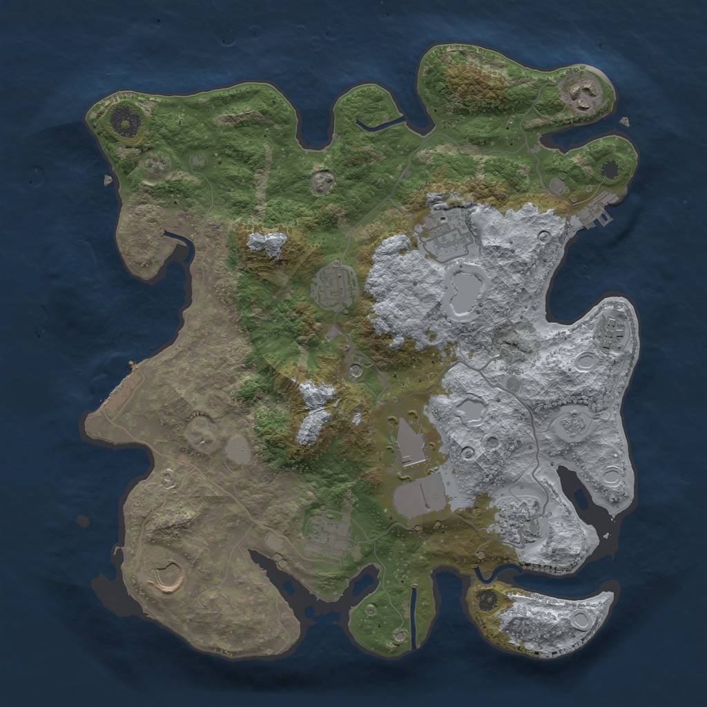 Rust Map: Procedural Map, Size: 3500, Seed: 1946328564, 17 Monuments