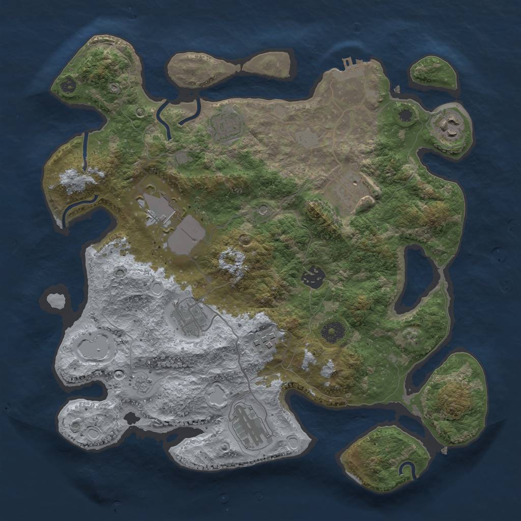 Rust Map: Procedural Map, Size: 3500, Seed: 3312, 16 Monuments