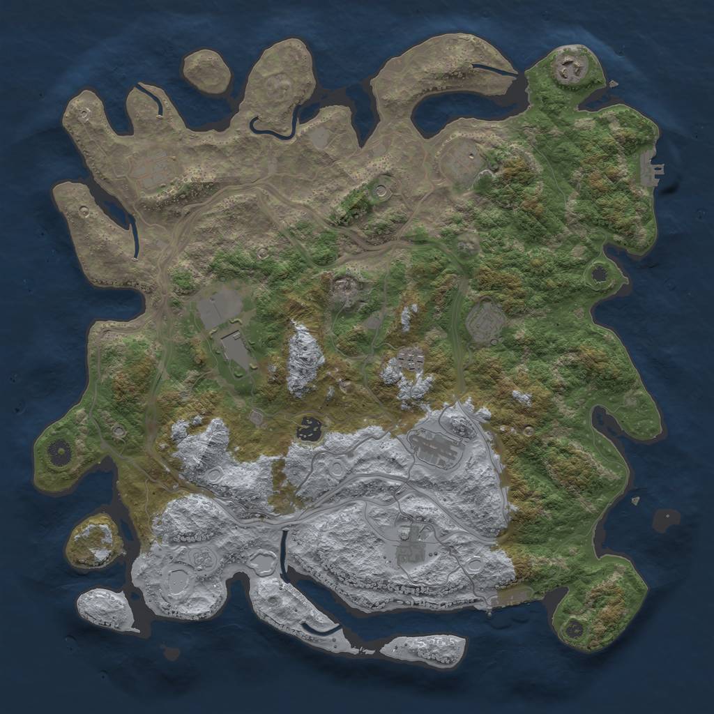 Rust Map: Procedural Map, Size: 4250, Seed: 664912749, 18 Monuments