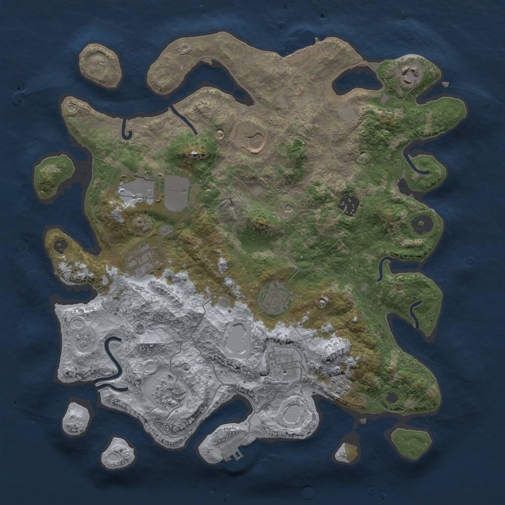 Rust Map: Procedural Map, Size: 3700, Seed: 919236, 18 Monuments