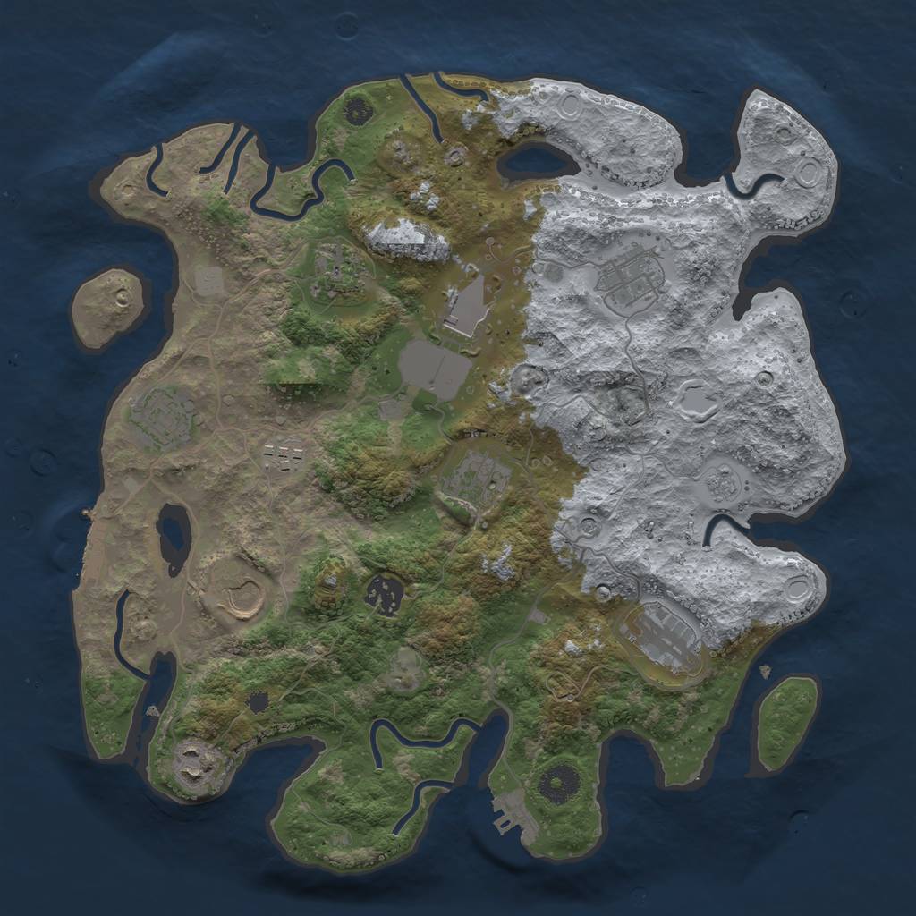 Rust Map: Procedural Map, Size: 3500, Seed: 1003145274, 17 Monuments