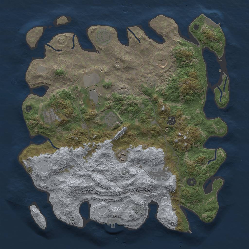 Rust Map: Procedural Map, Size: 4000, Seed: 820083501, 18 Monuments