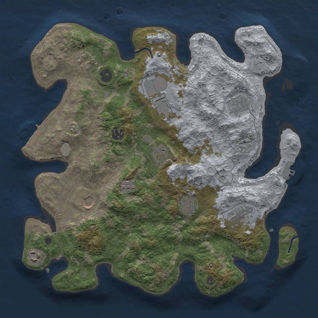 Rust Map: Procedural Map, Size: 3750, Seed: 69197007, 19 Monuments