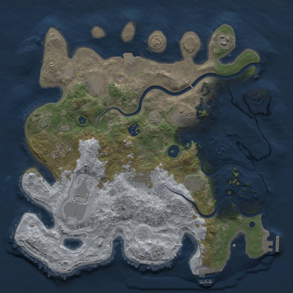 Rust Map: Procedural Map, Size: 3700, Seed: 247844, 15 Monuments