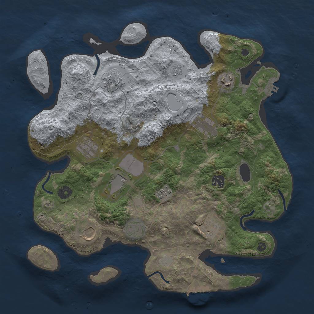 Rust Map: Procedural Map, Size: 3500, Seed: 405865754, 18 Monuments