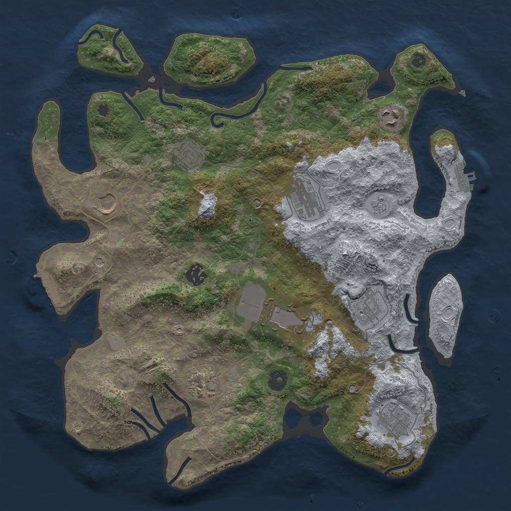 Rust Map: Procedural Map, Size: 3750, Seed: 948098100, 18 Monuments