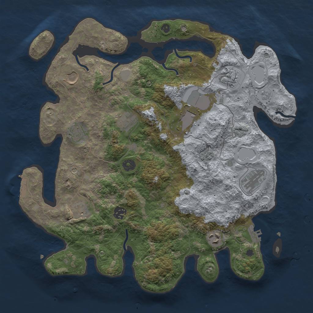 Rust Map: Procedural Map, Size: 3700, Seed: 338442, 19 Monuments