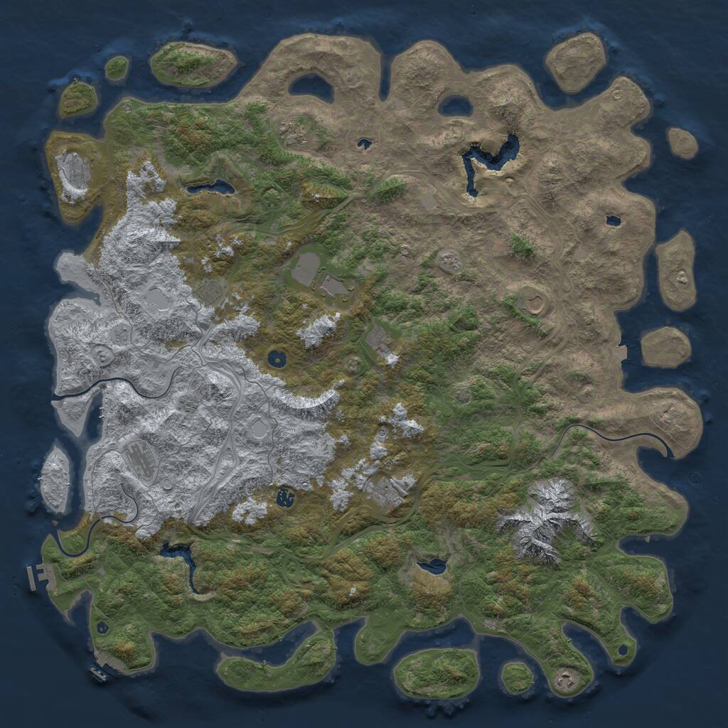 Rust Map: Procedural Map, Size: 6000, Seed: 928890161, 17 Monuments