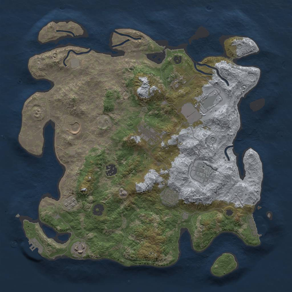 Rust Map: Procedural Map, Size: 3700, Seed: 375391, 18 Monuments