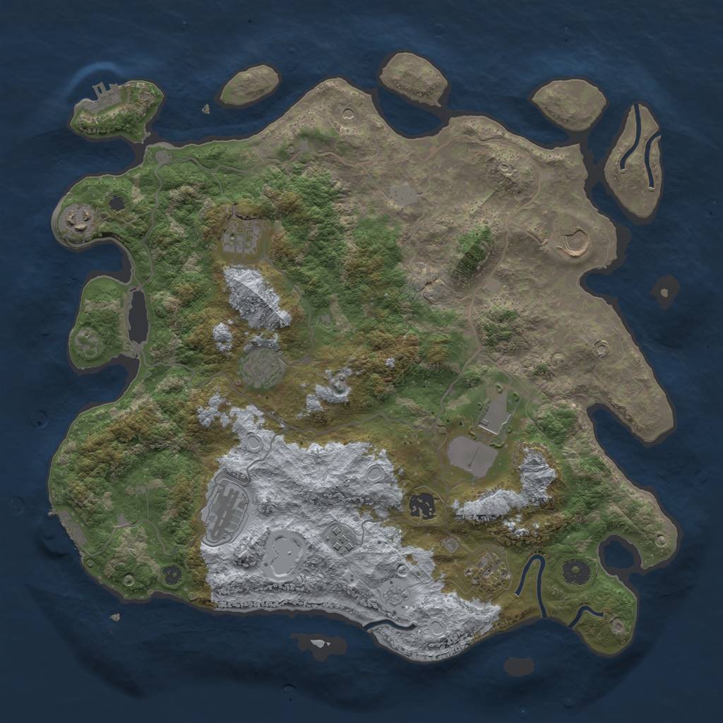 Rust Map: Procedural Map, Size: 4000, Seed: 521304814, 18 Monuments