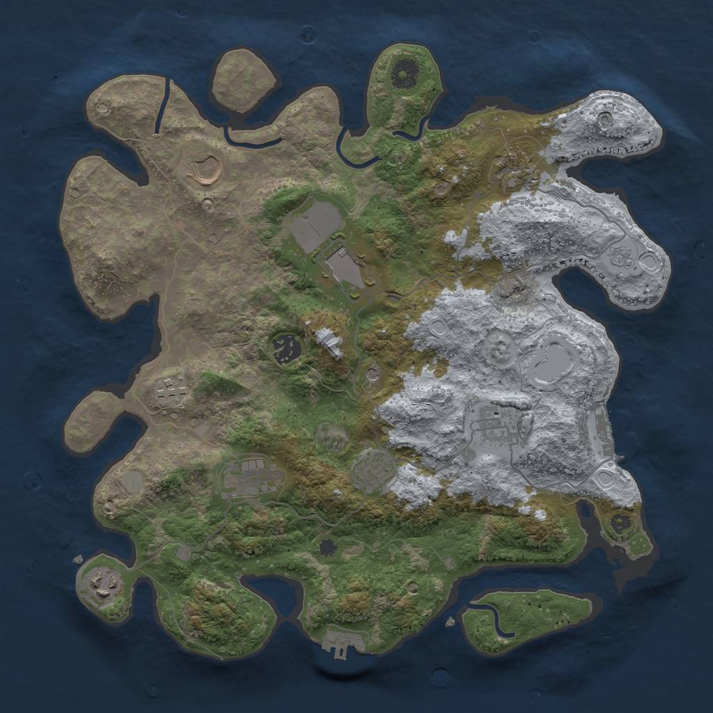 Rust Map: Procedural Map, Size: 3650, Seed: 1003093120, 18 Monuments