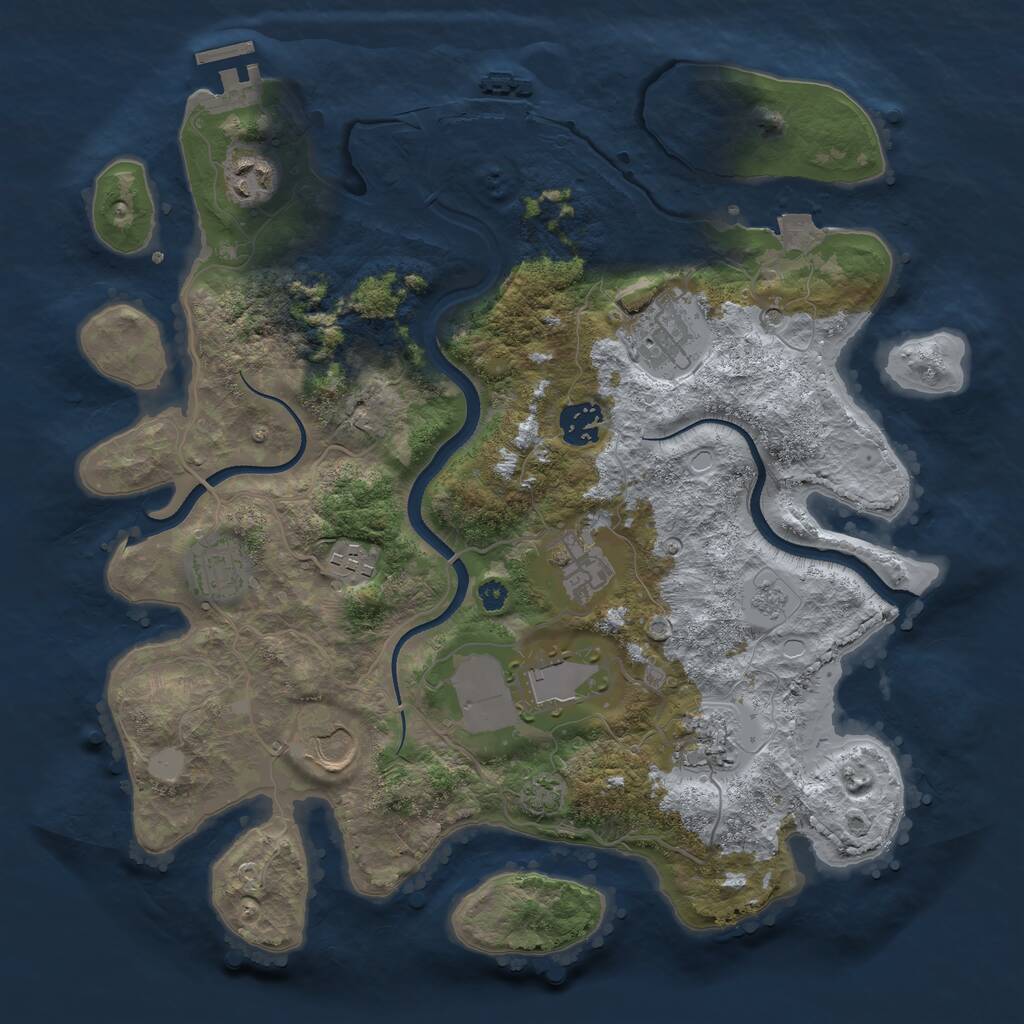 Rust Map: Procedural Map, Size: 3500, Seed: 76204683, 15 Monuments
