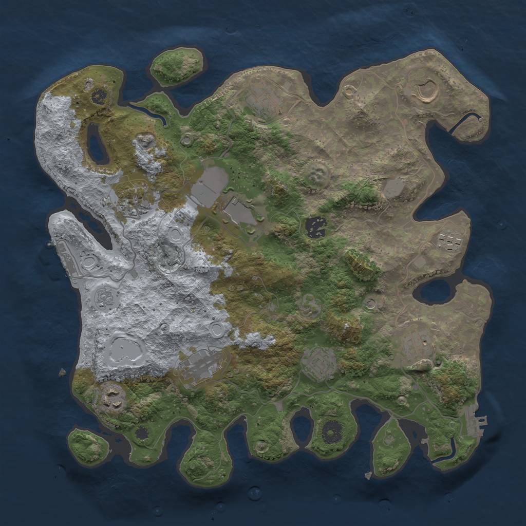 Rust Map: Procedural Map, Size: 3500, Seed: 1268543165, 19 Monuments