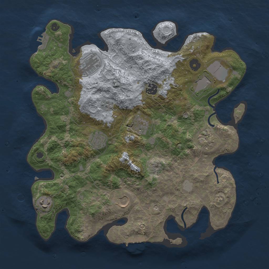 Rust Map: Procedural Map, Size: 3500, Seed: 58958165, 18 Monuments
