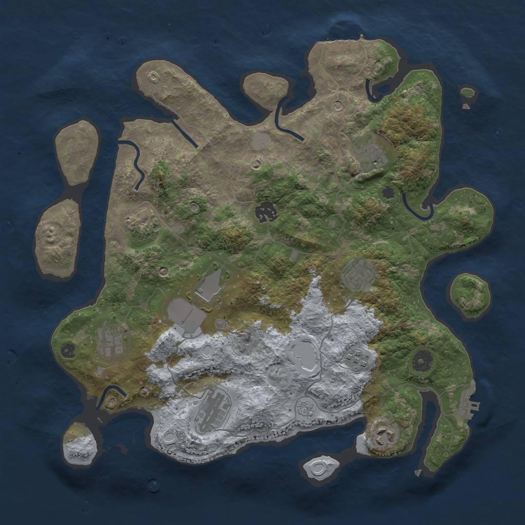 Rust Map: Procedural Map, Size: 3700, Seed: 756106, 18 Monuments