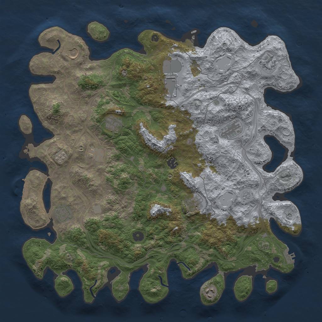 Rust Map: Procedural Map, Size: 4500, Seed: 727268326, 18 Monuments