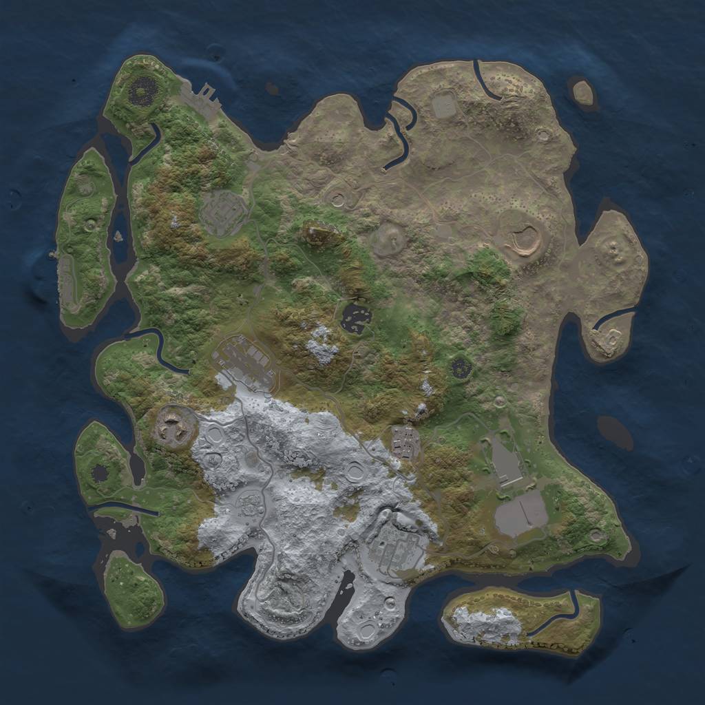 Rust Map: Procedural Map, Size: 3500, Seed: 1324779039, 17 Monuments