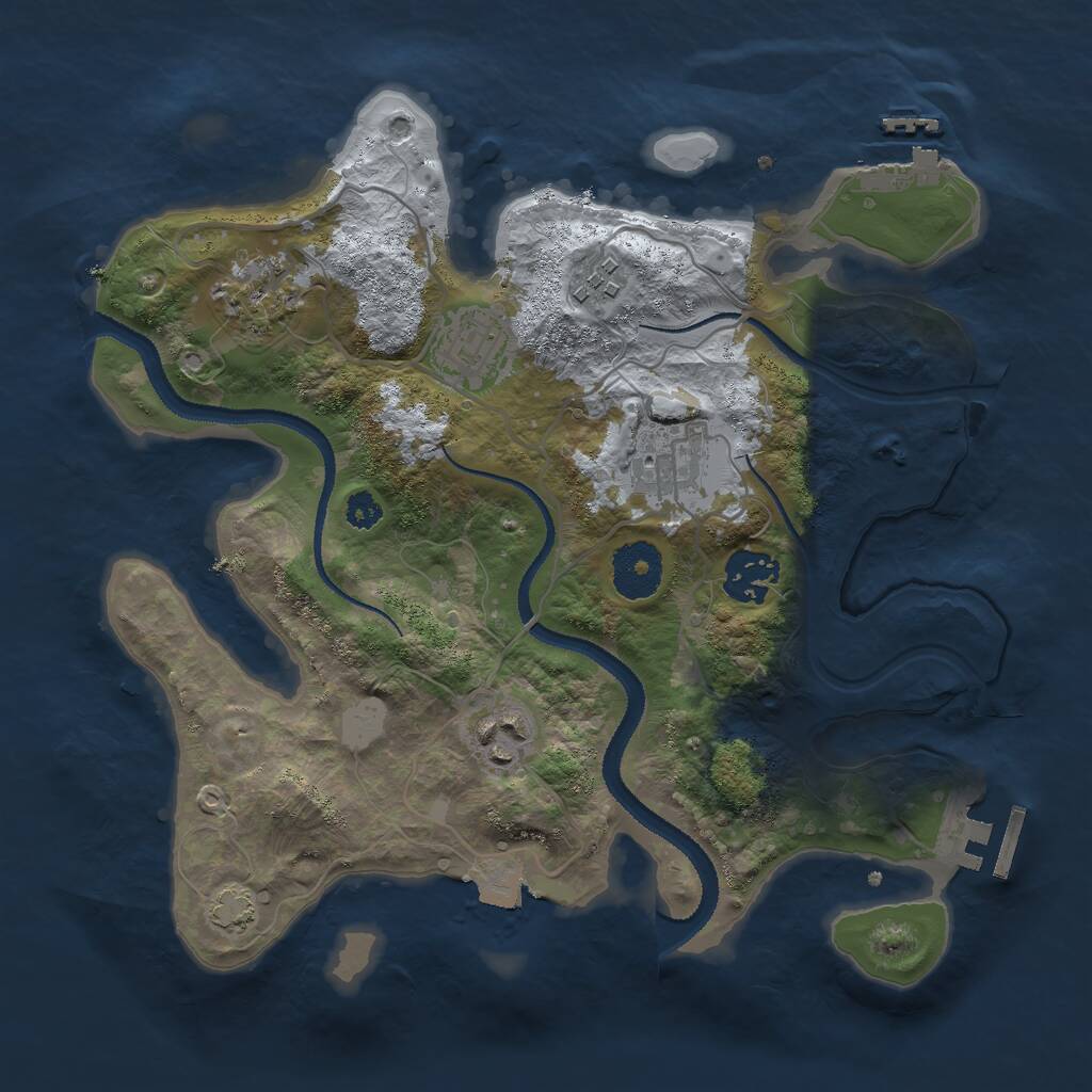 Rust Map: Procedural Map, Size: 3000, Seed: 942434, 10 Monuments