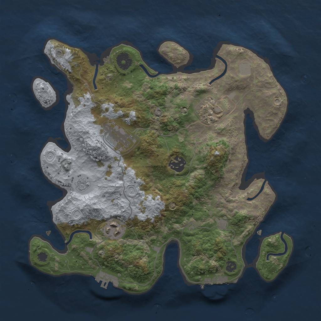 Rust Map: Procedural Map, Size: 3000, Seed: 2639475, 12 Monuments
