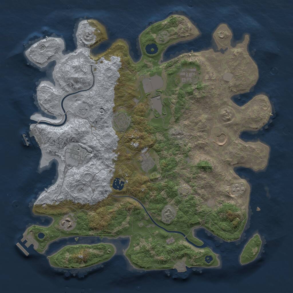 Rust Map: Procedural Map, Size: 3700, Seed: 597969, 15 Monuments