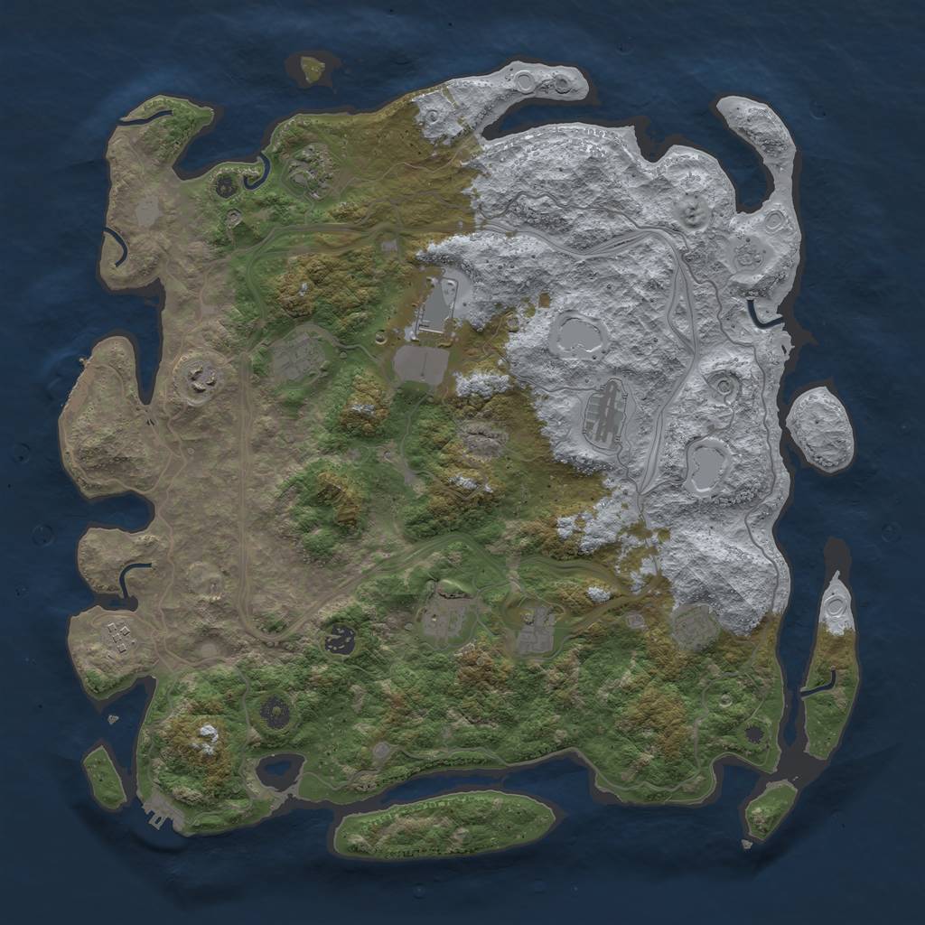 Rust Map: Procedural Map, Size: 4500, Seed: 393689336, 19 Monuments