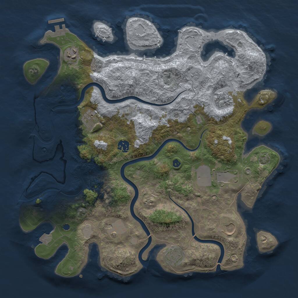 Rust Map: Procedural Map, Size: 3751, Seed: 32498, 14 Monuments