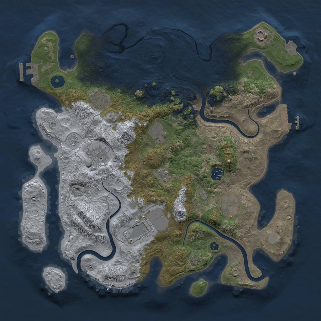 Rust Map: Procedural Map, Size: 3700, Seed: 440856, 14 Monuments
