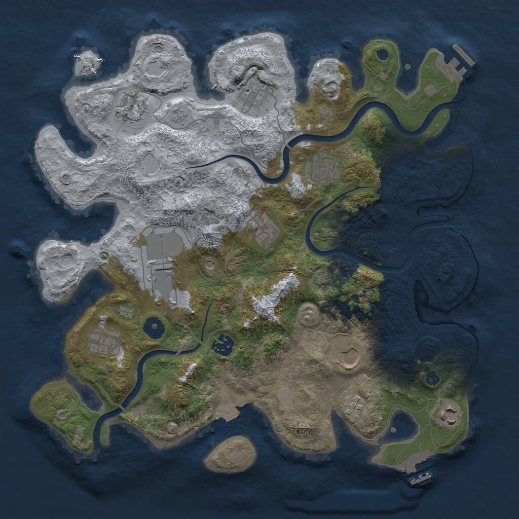 Rust Map: Procedural Map, Size: 3700, Seed: 923071, 16 Monuments