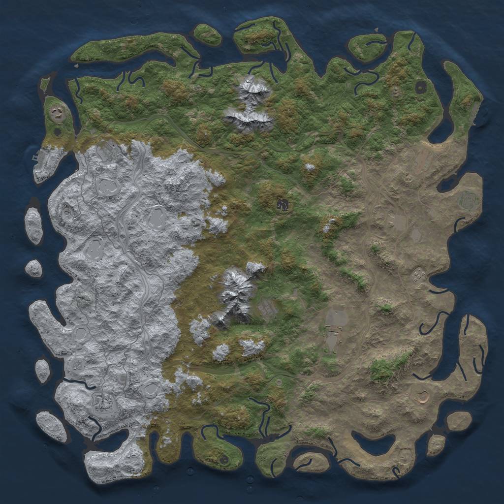 Rust Map: Procedural Map, Size: 6000, Seed: 23758, 20 Monuments