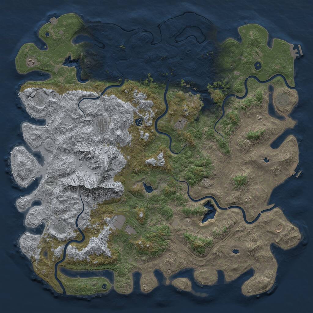 Rust Map: Procedural Map, Size: 6000, Seed: 116255825, 17 Monuments