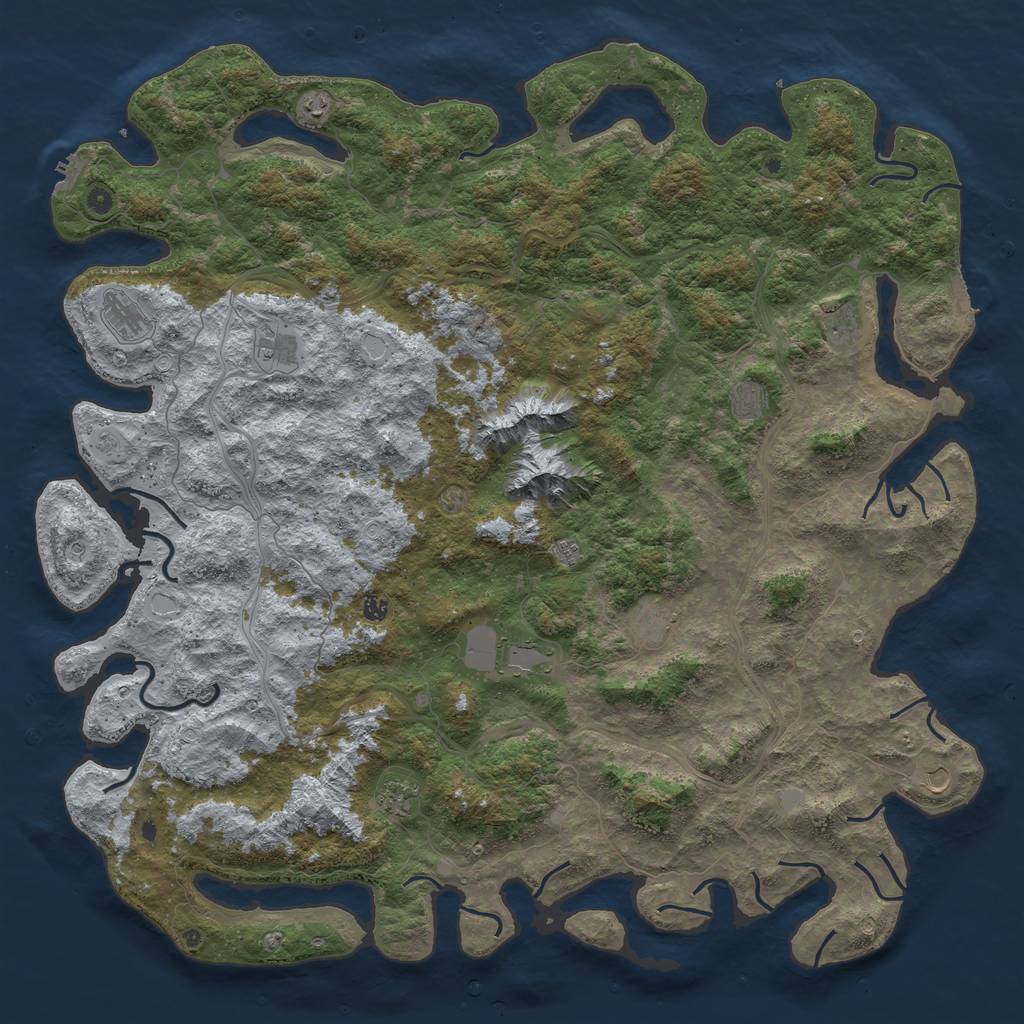 Rust Map: Procedural Map, Size: 6000, Seed: 116255825, 20 Monuments