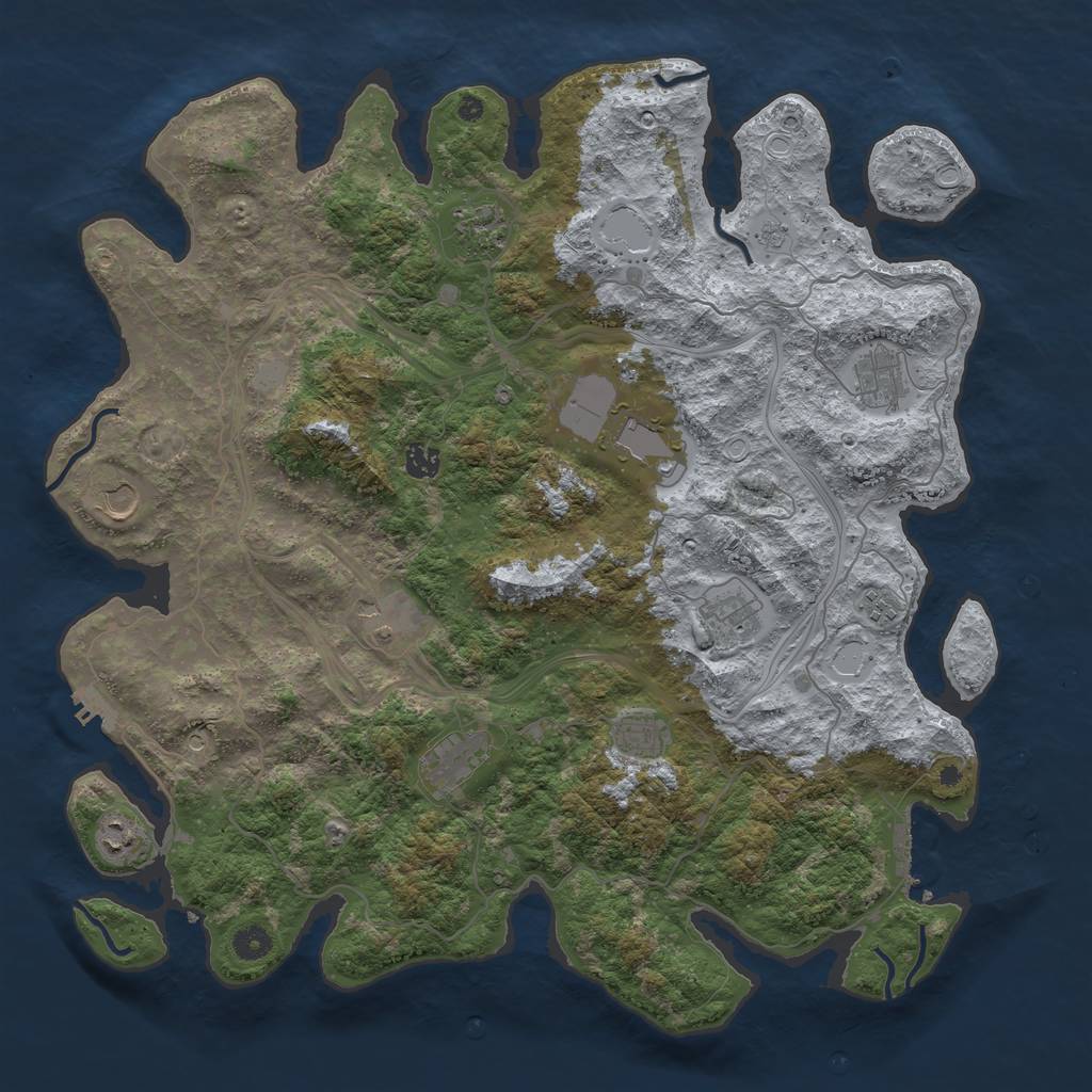 Rust Map: Procedural Map, Size: 4500, Seed: 500688011, 20 Monuments