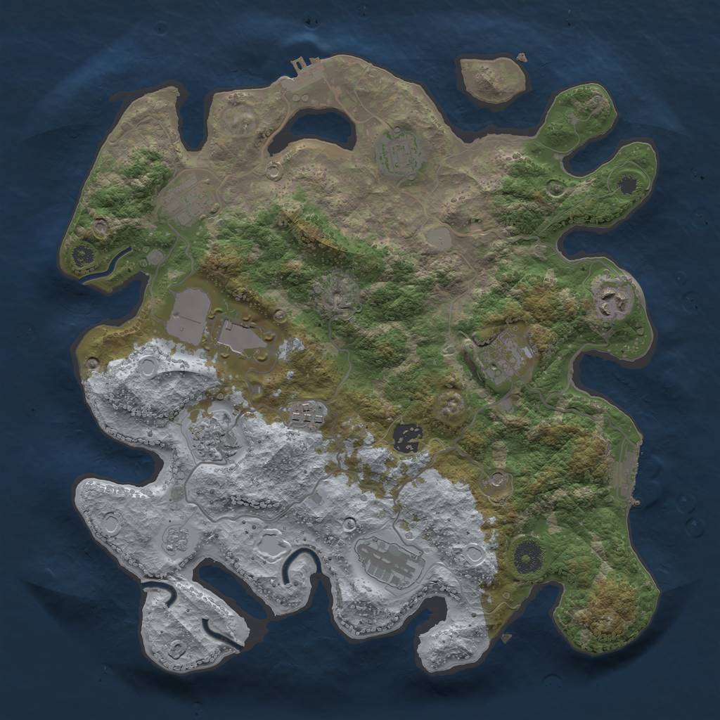 Rust Map: Procedural Map, Size: 3500, Seed: 812065518, 18 Monuments