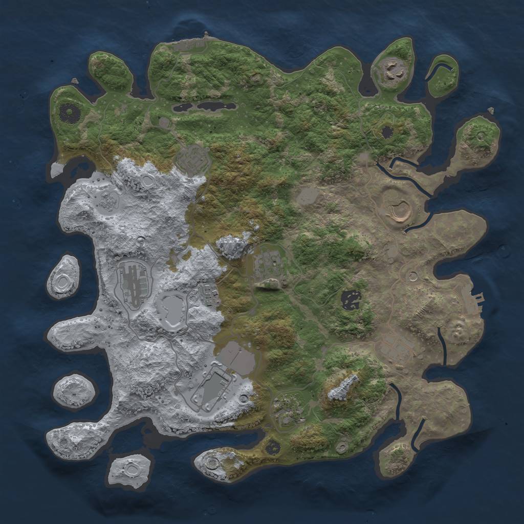 Rust Map: Procedural Map, Size: 3700, Seed: 526594, 19 Monuments