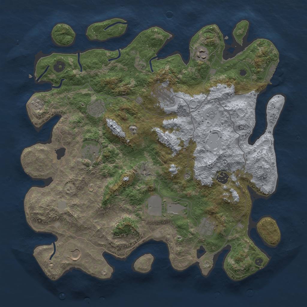 Rust Map: Procedural Map, Size: 4000, Seed: 463960743, 17 Monuments