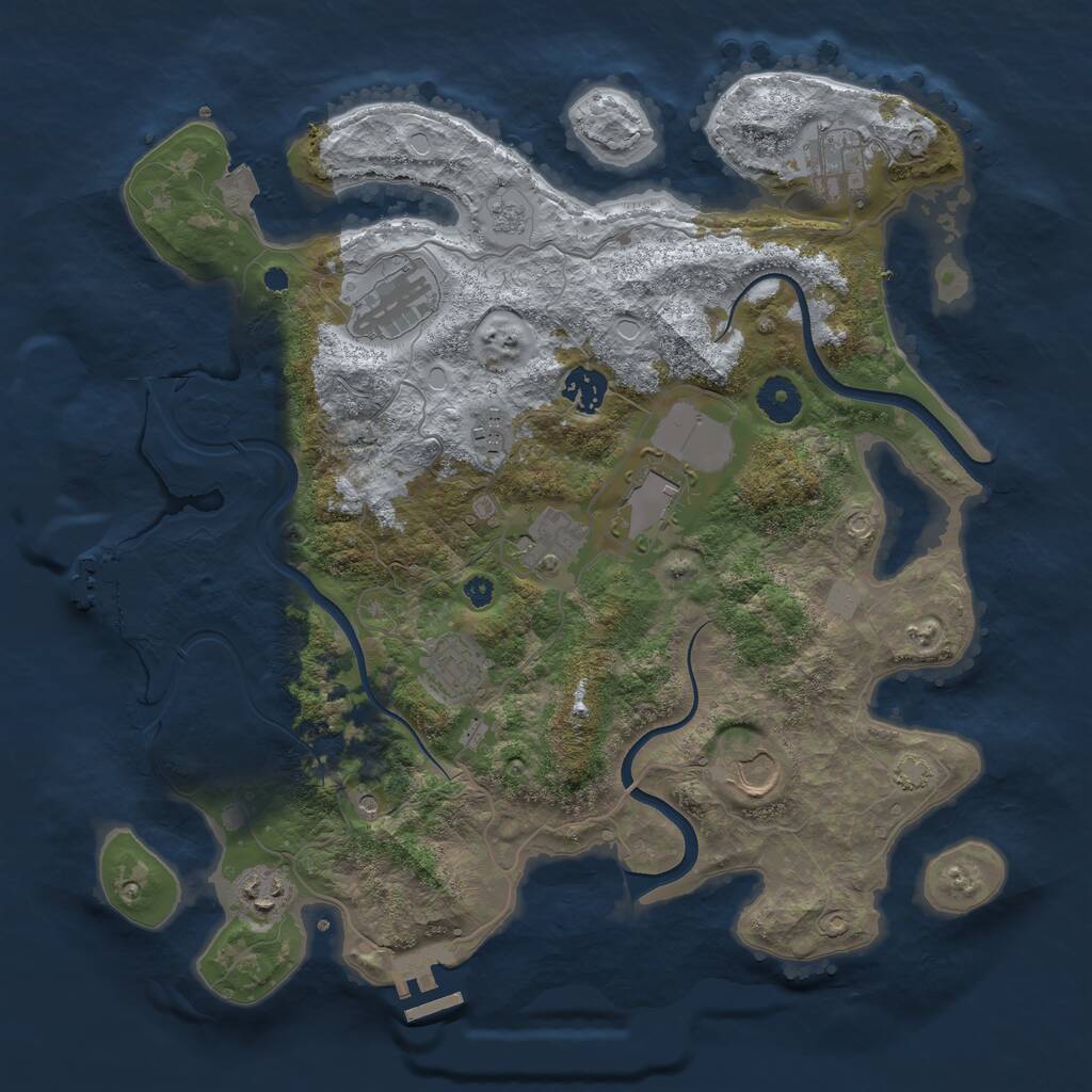 Rust Map: Procedural Map, Size: 3700, Seed: 173068, 15 Monuments