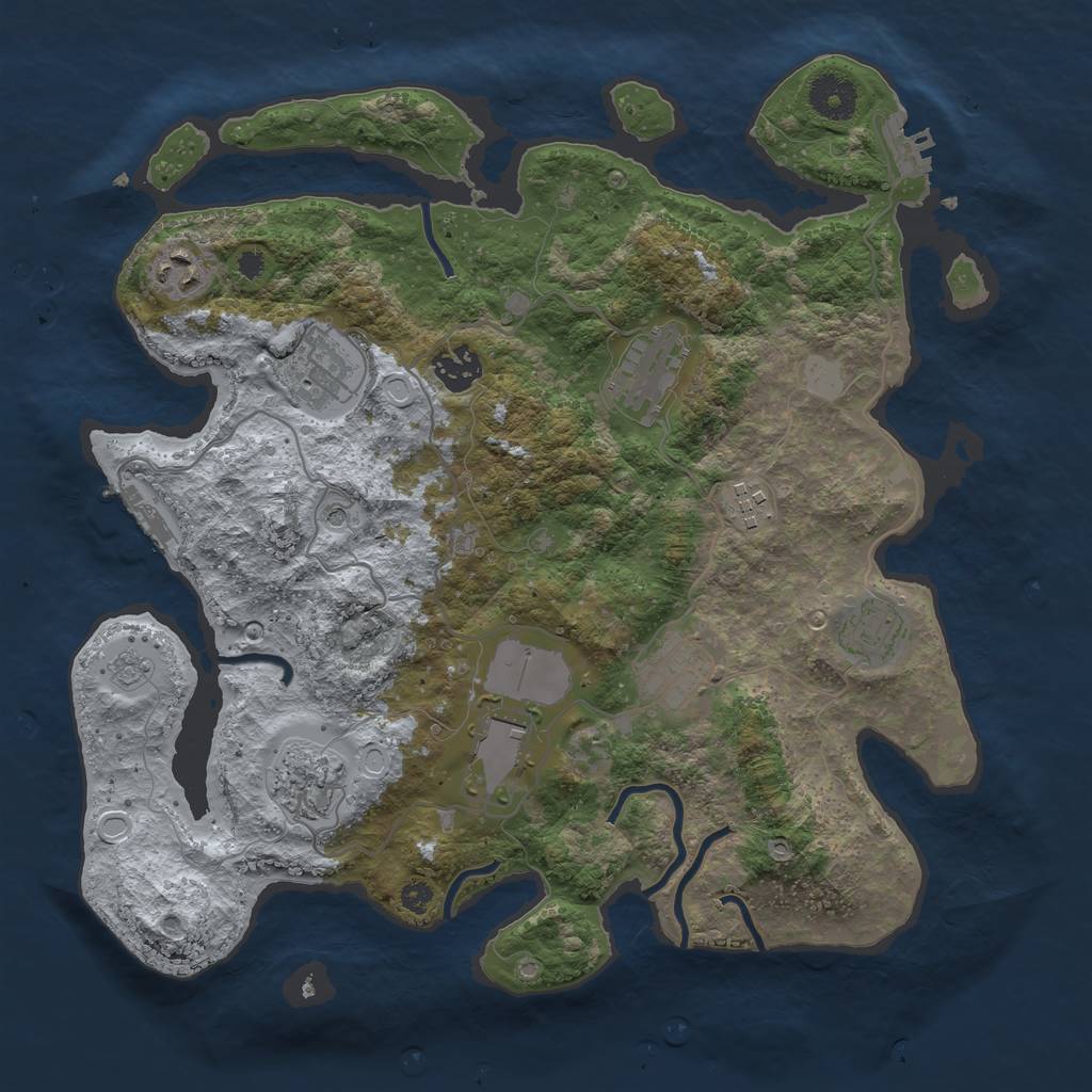Rust Map: Procedural Map, Size: 3500, Seed: 1742827871, 18 Monuments