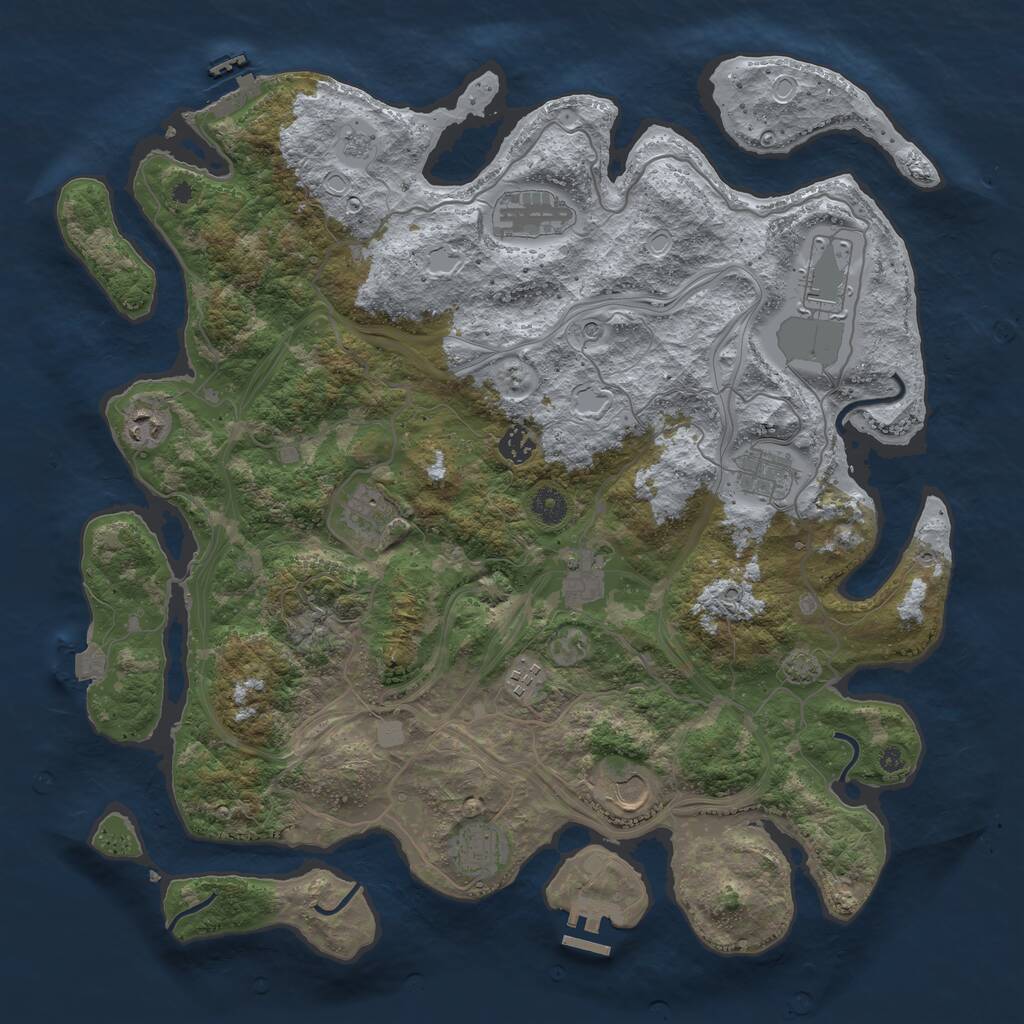 Rust Map: Procedural Map, Size: 4250, Seed: 2132990766, 16 Monuments