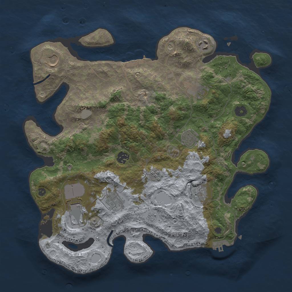 Rust Map: Procedural Map, Size: 3750, Seed: 586577779, 18 Monuments