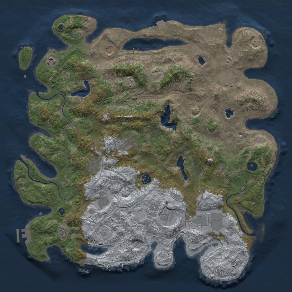 Rust Map: Procedural Map, Size: 4500, Seed: 7456743, 17 Monuments