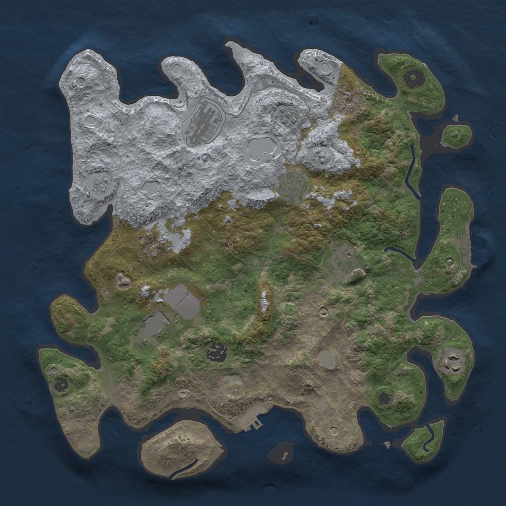 Rust Map: Procedural Map, Size: 3700, Seed: 214551, 17 Monuments