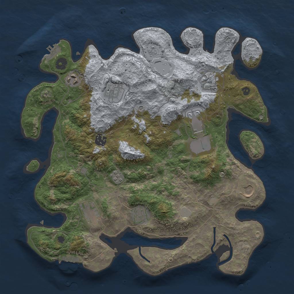 Rust Map: Procedural Map, Size: 3700, Seed: 522886, 18 Monuments