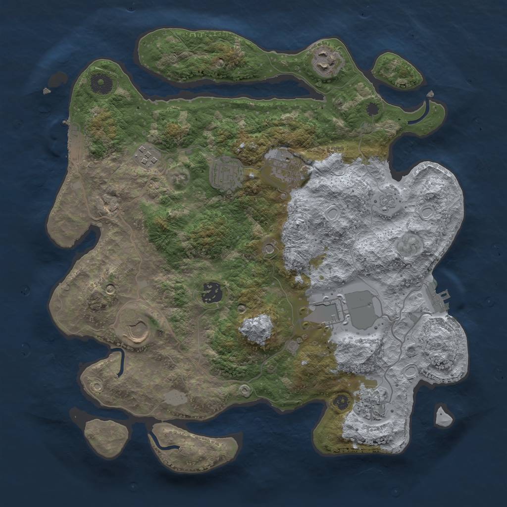 Rust Map: Procedural Map, Size: 3500, Seed: 1462939625, 17 Monuments